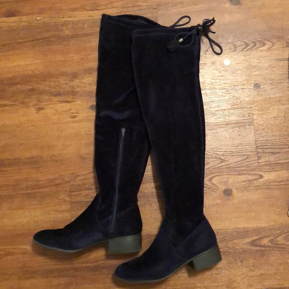 Madden Girl Navy Velvet Boots